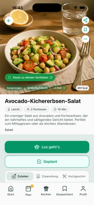 Clean Dish Rezeptdetails mit dem Hinweis Passt zu deinen Präferenzen