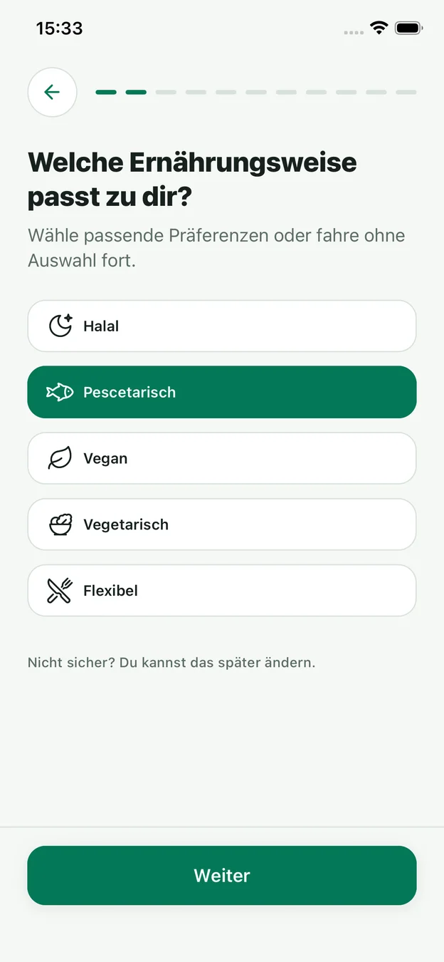 Clean Dish Ernährungspräferenzen mit ausgewählter pescetarischer Ernährung