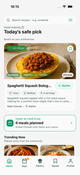 Personalisierte Rezeptübersicht in der Clean Dish App